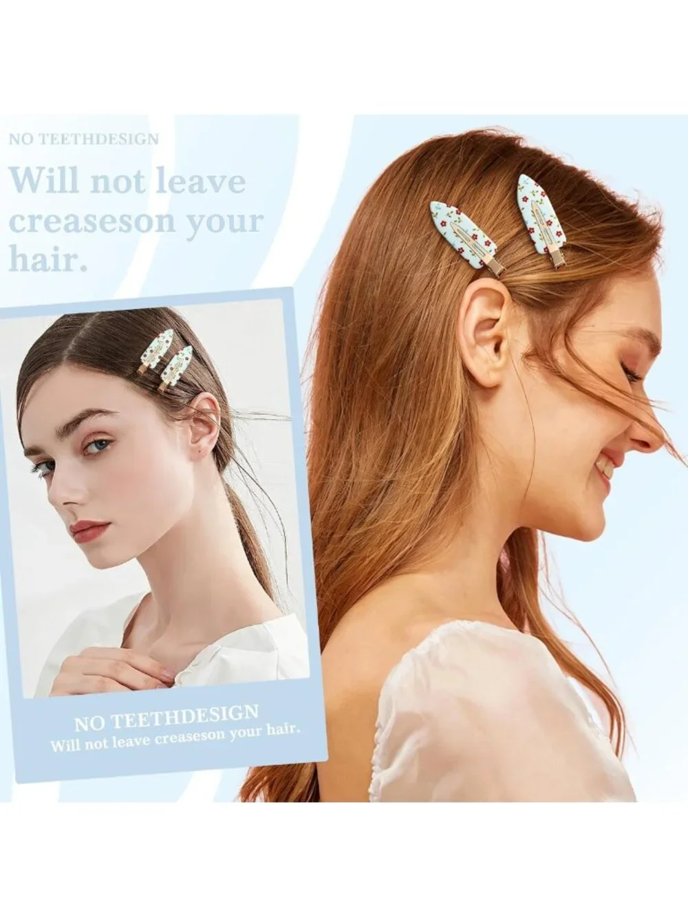 3 PCS Cute Blue Flower Hair Clips for Women & Girls | Stylish Claw Clips